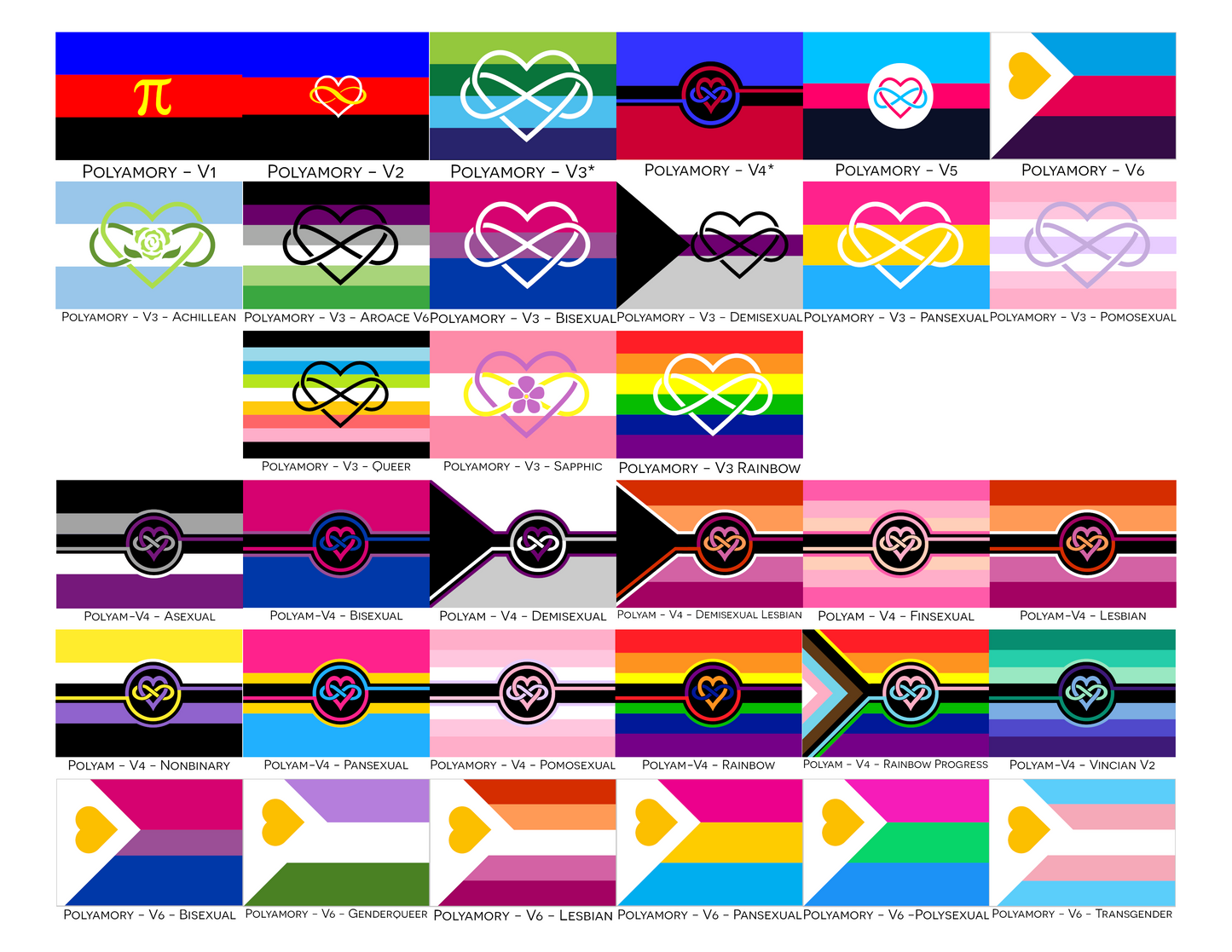 Banderas de mano/escritorio del orgullo poliamoroso | Elige tu bandera | Doble cara