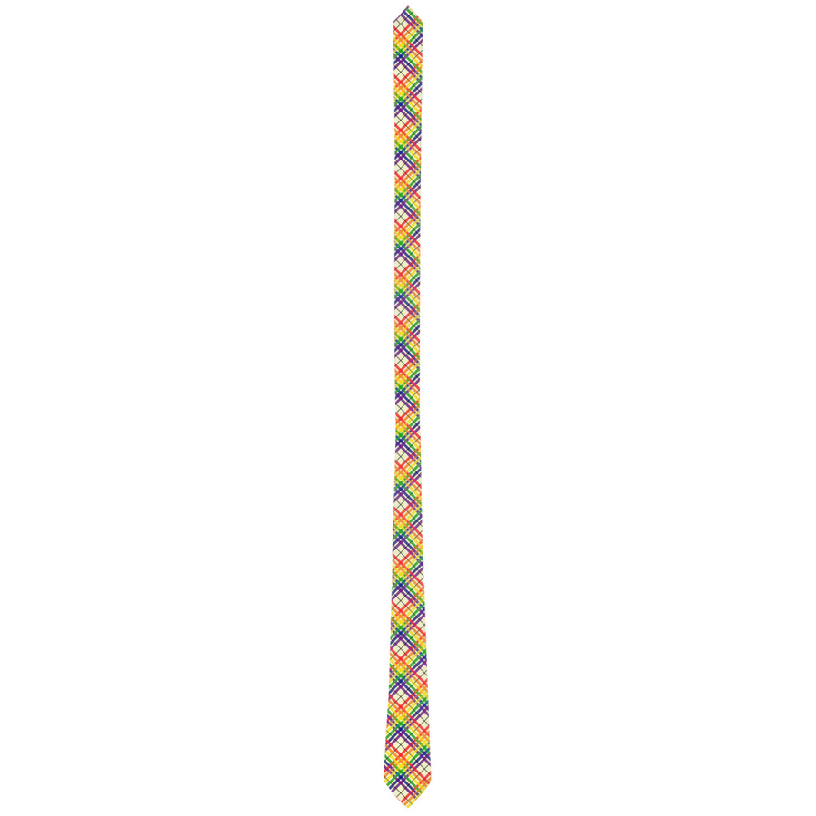 Rainbow/Lemon Chiffon Tartan Plaid Neck Tie