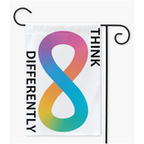 Pensez différemment – Drapeaux de jardin Neurodiversity Yard | Simple ou double face | 2 tailles | Handicap, autisme et neurodivergence