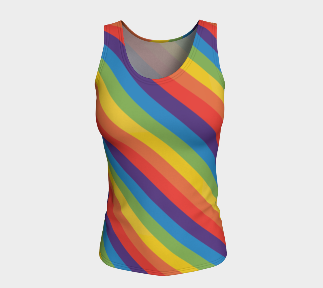 Muted Rainbow Striped Fitted Tank (Long)