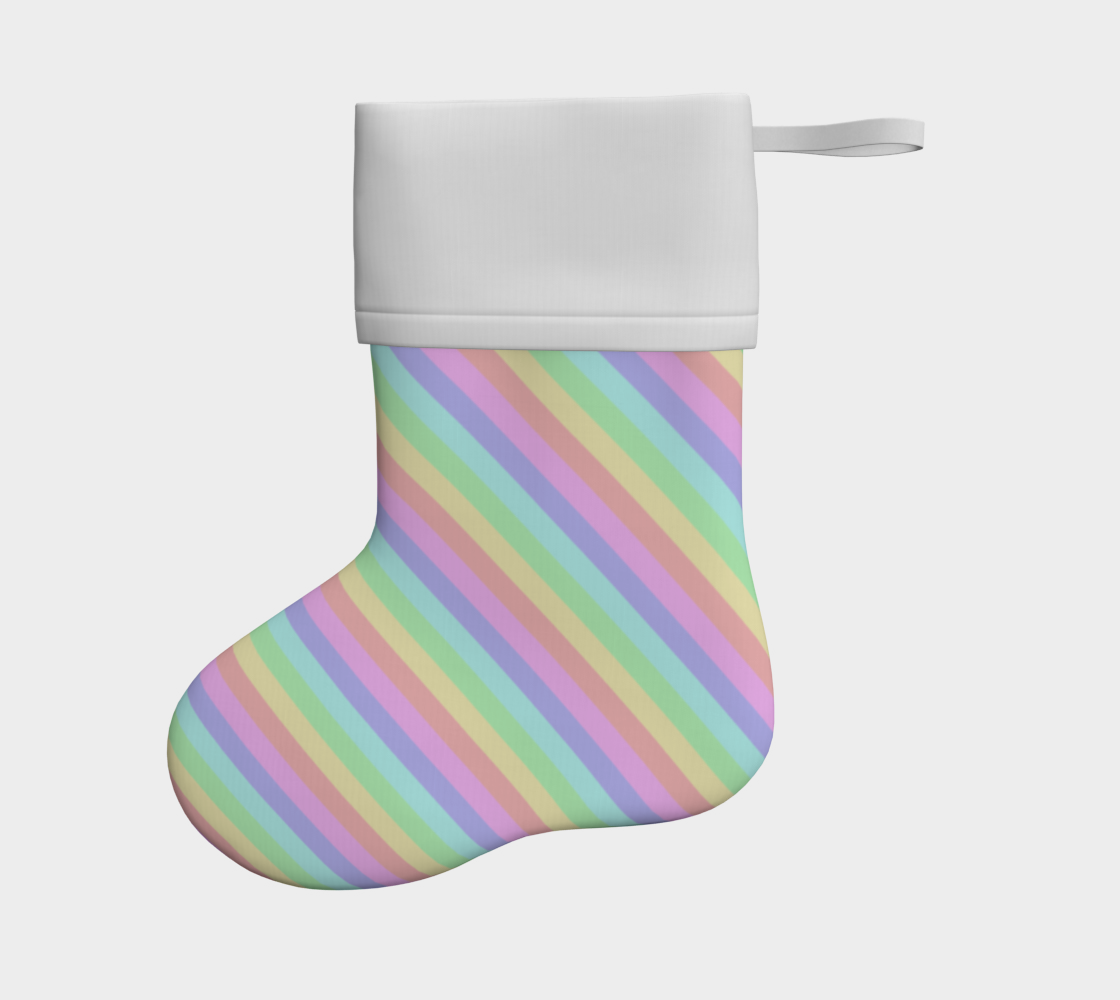 Pastel Rainbow Striped Holiday Stocking
