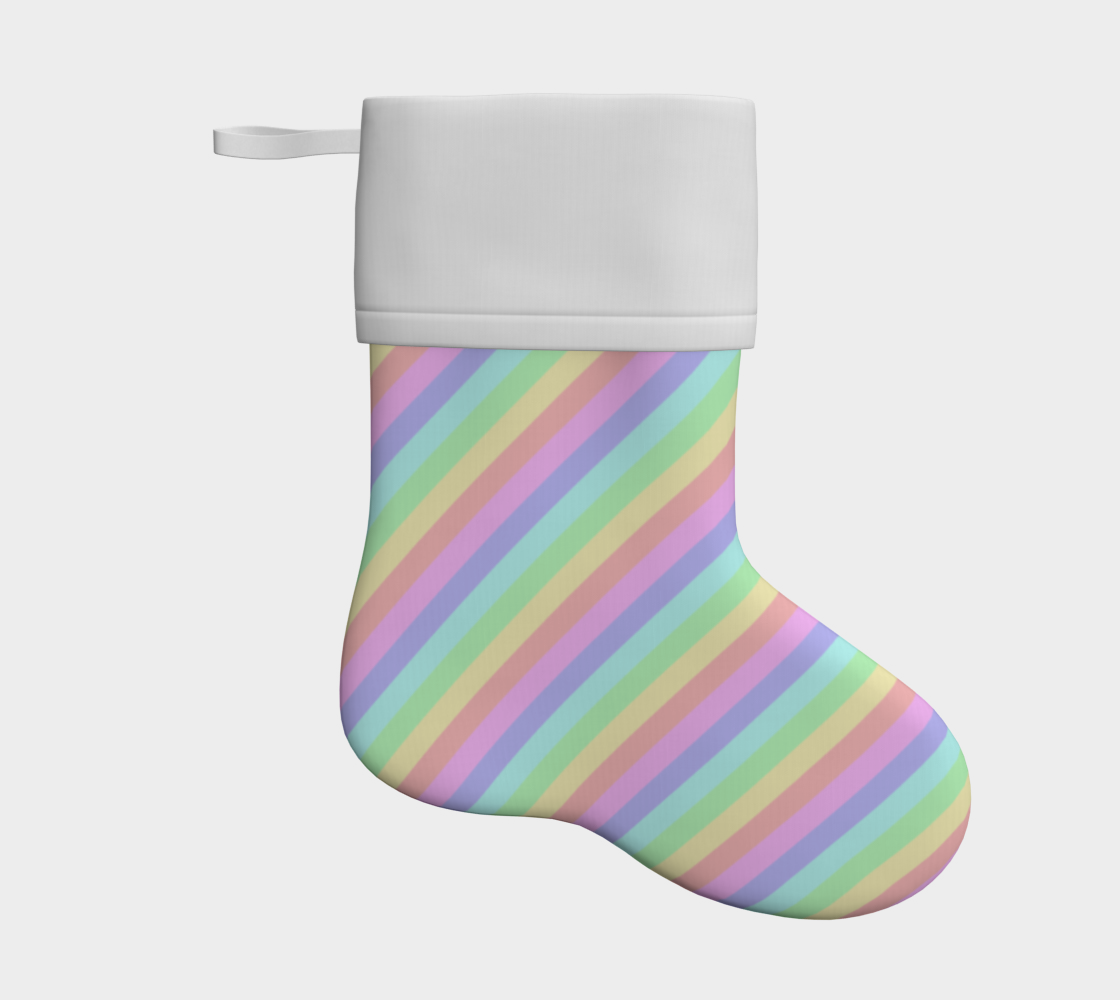 Pastel Rainbow Striped Holiday Stocking