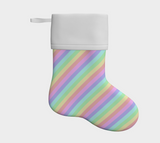 Pastel Rainbow Striped Holiday Stocking