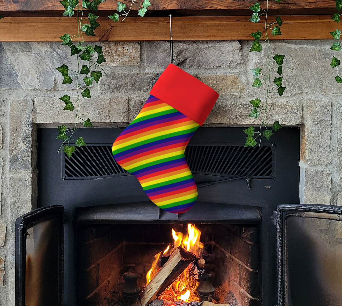 Rainbow Striped Holiday Stocking