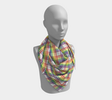 Rainbow and White Plaid Square Scarf
