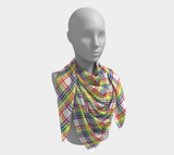 Rainbow and White Plaid Square Scarf