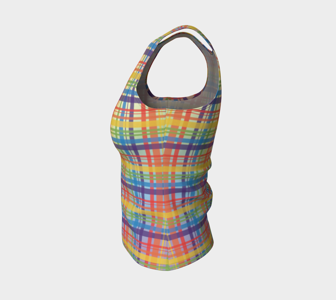 Muted Rainbow Plaid Gradient Fitted Tank (Long)