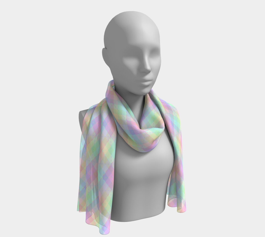 Pastel Rainbow Argyle Long Scarf