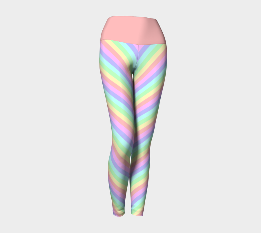 Leggings de yoga rayés arc-en-ciel pastel