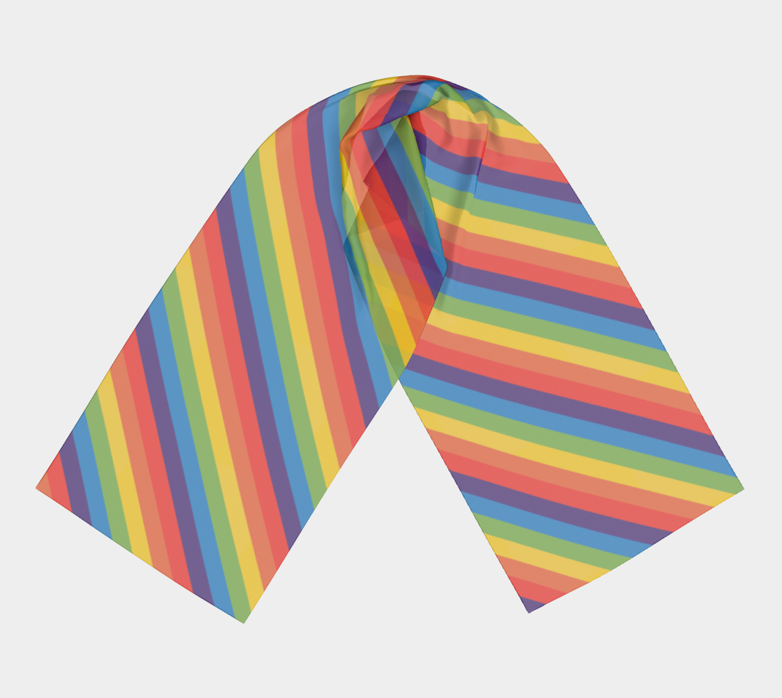 Muted Rainbow Striped Long Scarf