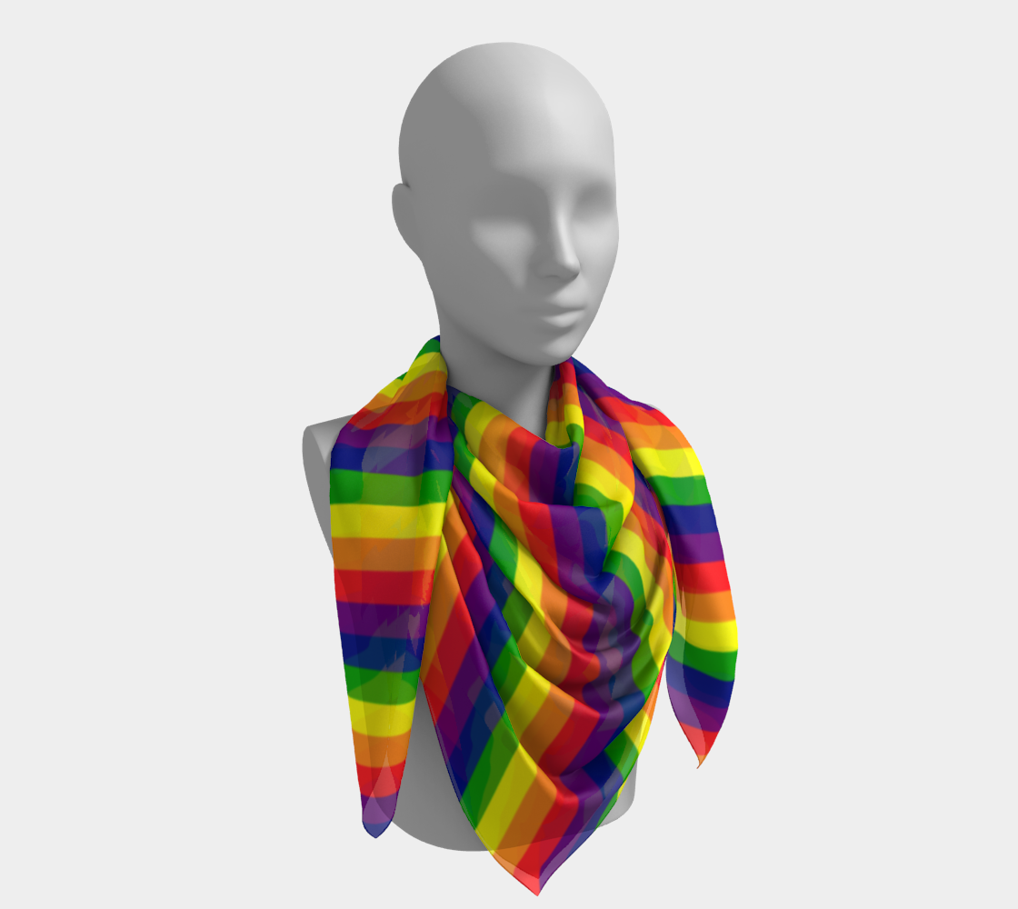 Rainbow Striped Square Scarf