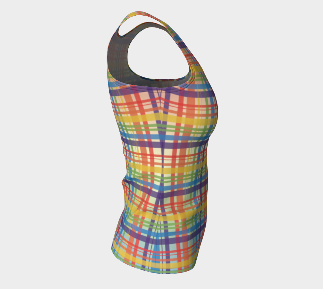 Muted Rainbow Plaid Gradient Fitted Tank (Long)