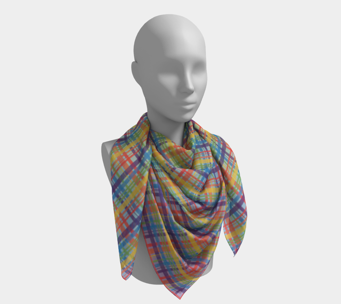 Muted Rainbow - Plaid Gradient Square Scarf