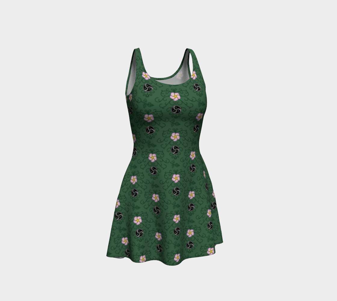 Vestido de vuelo verde BDSM de rosa salvaje y vid