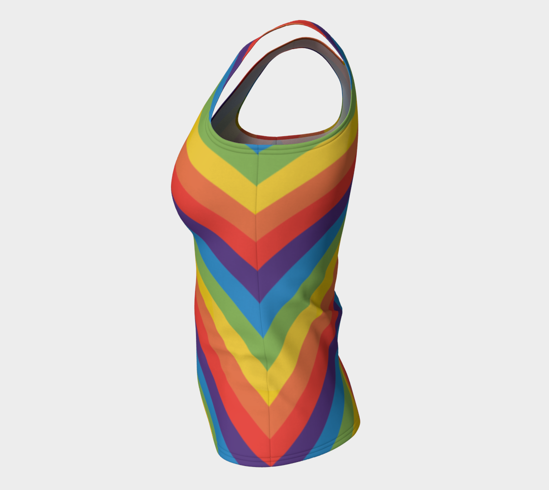 Muted Rainbow Striped Fitted Tank (Long)