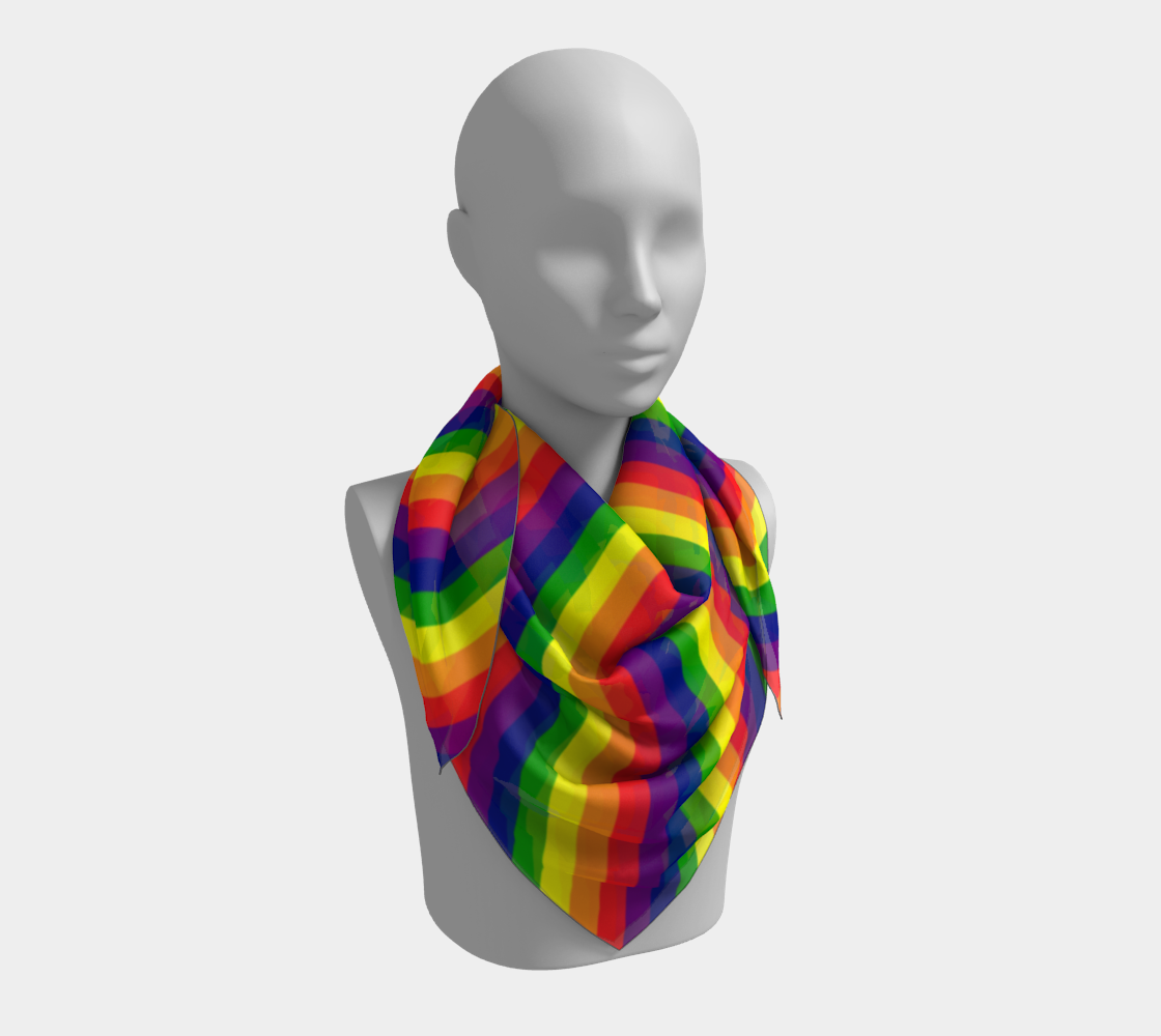 Rainbow Striped Square Scarf