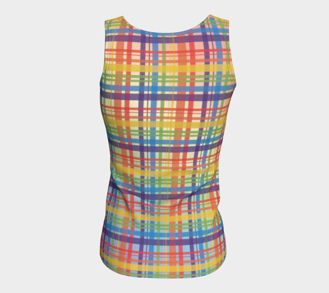 Muted Rainbow Plaid Gradient Fitted Tank (Long)