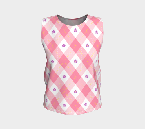 Sapphic Floral Argyle Loose Tank (Long)
