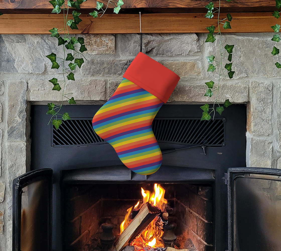 Muted Rainbow Striped Holiday Stocking
