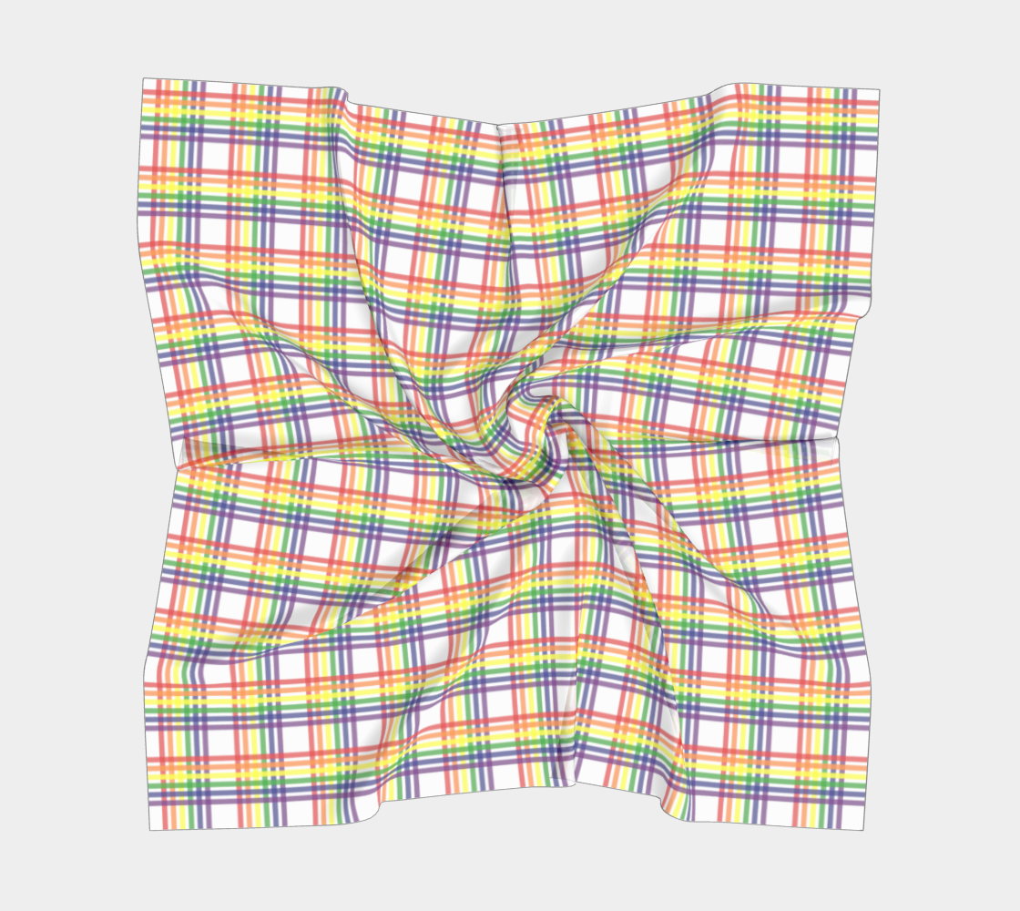 Rainbow and White Plaid Square Scarf