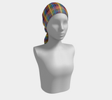 Muted Rainbow and Black Plaid Long Scarf
