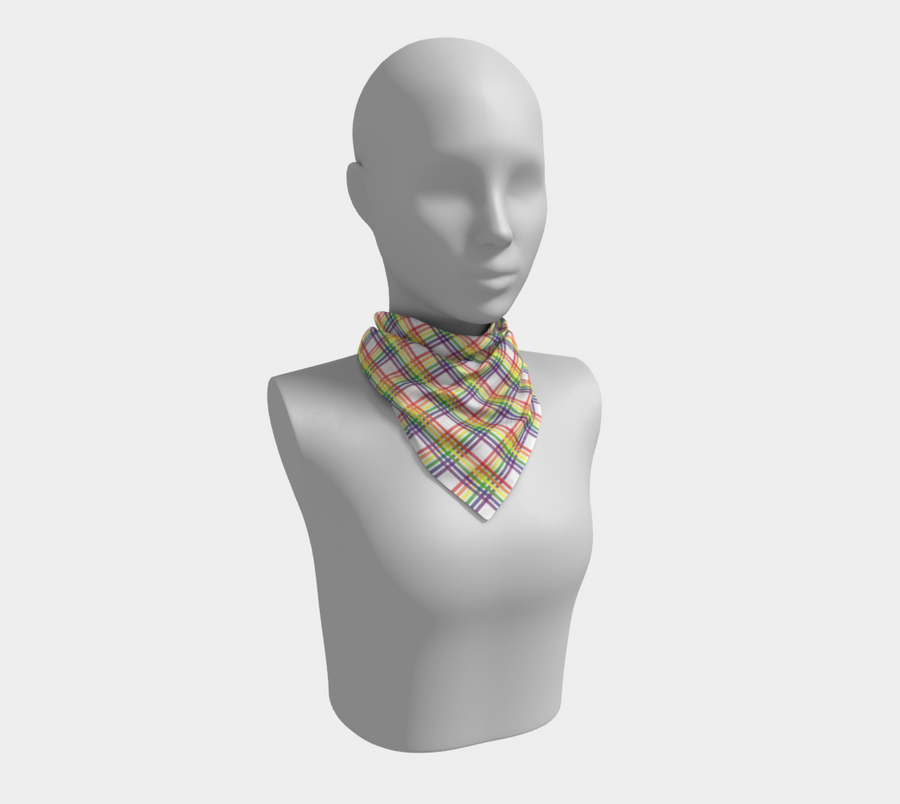 Rainbow and White Plaid Square Scarf