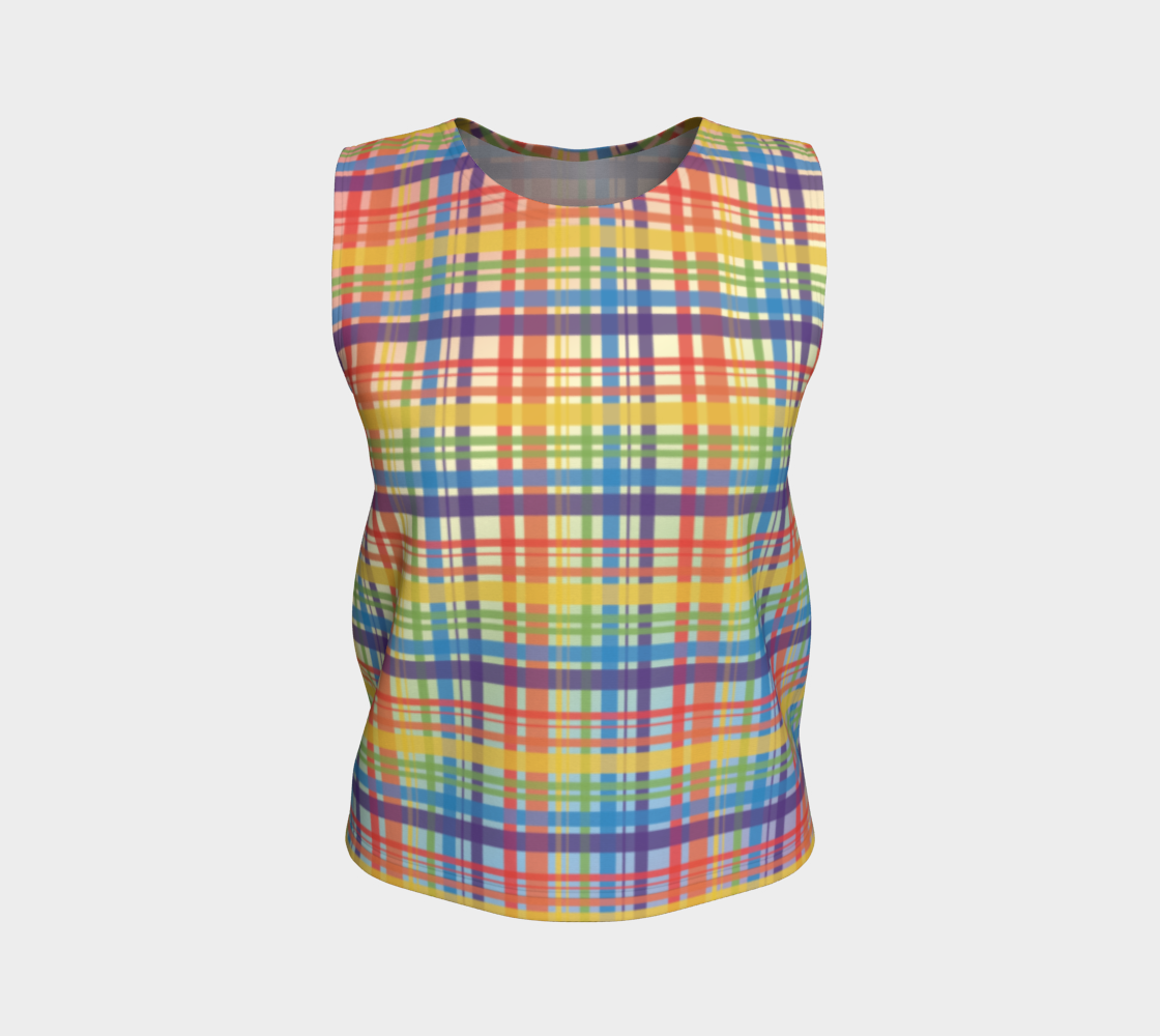Muted Rainbow Plaid Gradient Loose Tank