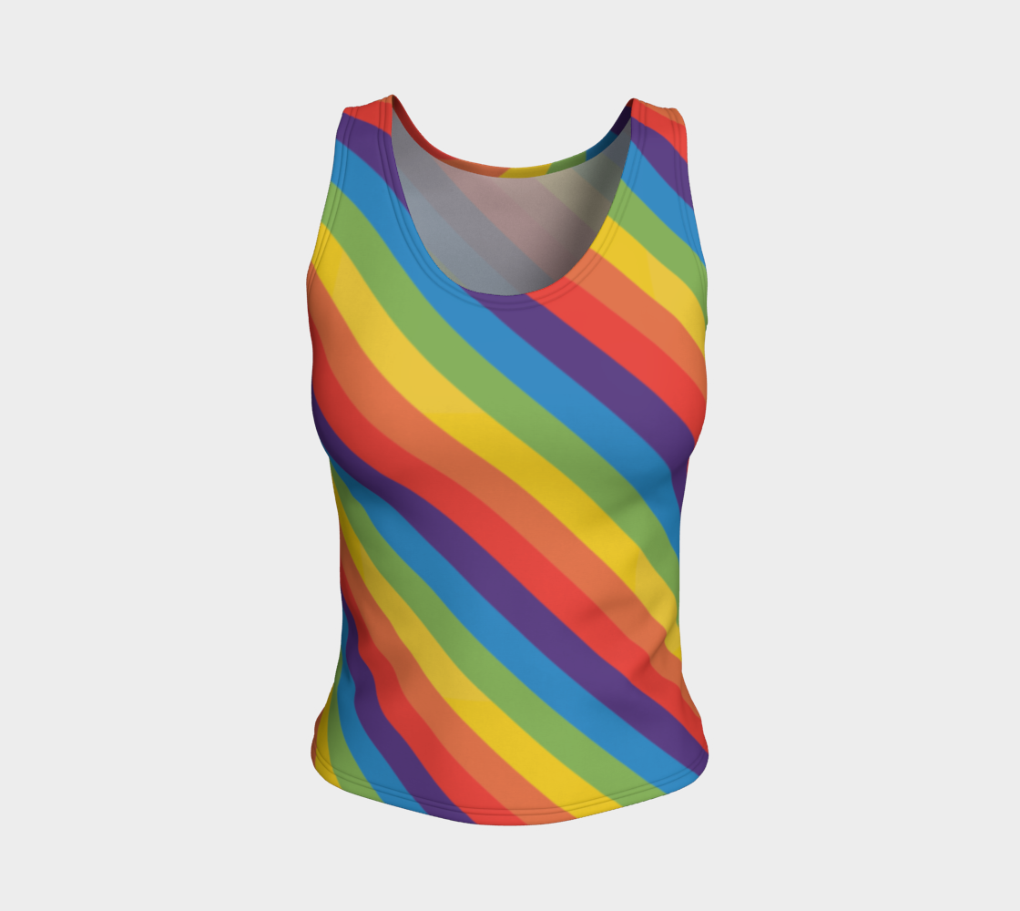 Muted Rainbow Striped Fitted Tank (Long)