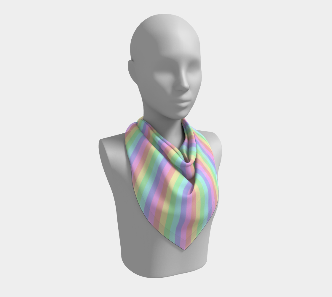 Pastel Rainbow Striped Square Scarf