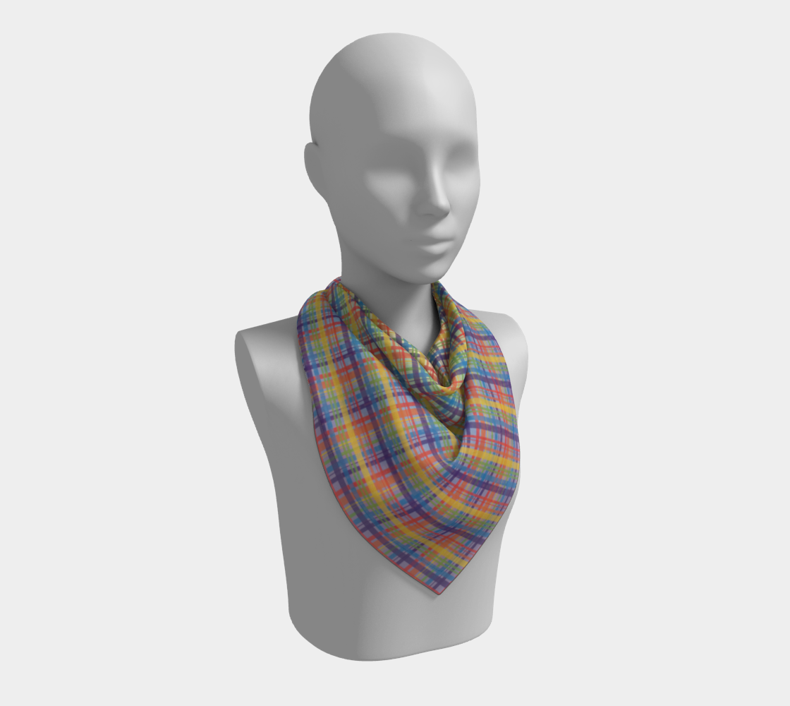 Muted Rainbow - Plaid Gradient Square Scarf