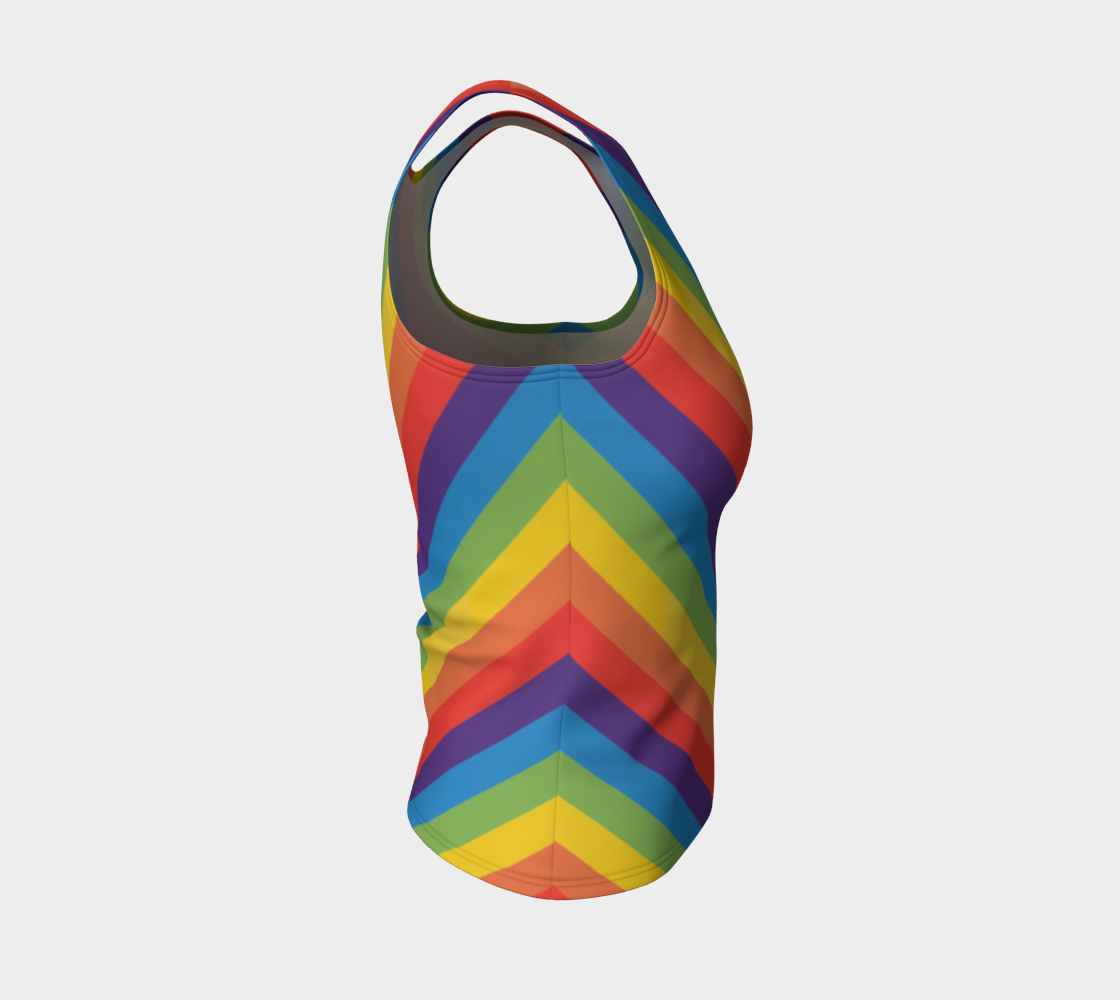 Muted Rainbow Striped Fitted Tank (Long)