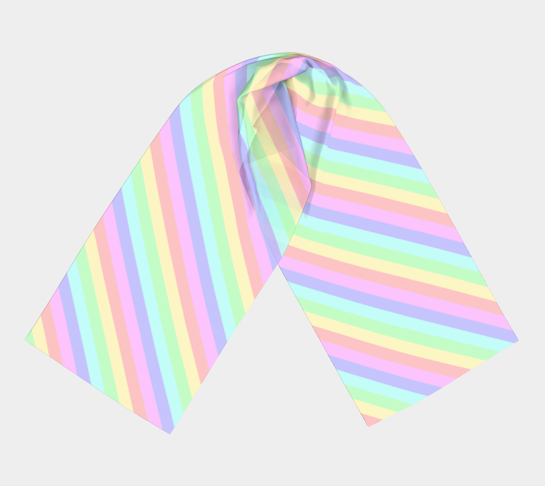 Pastel Rainbow Striped Long Scarf