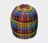Muted Rainbow and Black Plaid Beanie
