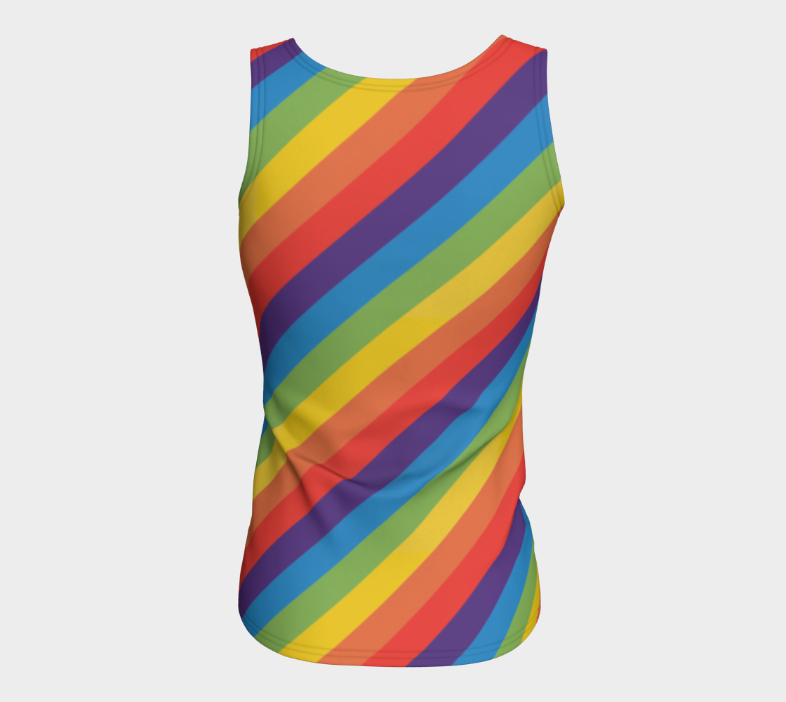 Muted Rainbow Striped Fitted Tank (Long)