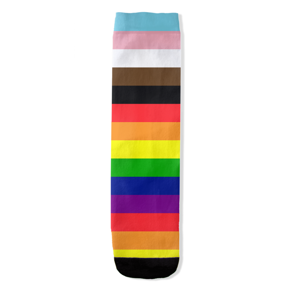 Inclusive Rainbow Pride Horizontal Striped All-Over Print Socks
