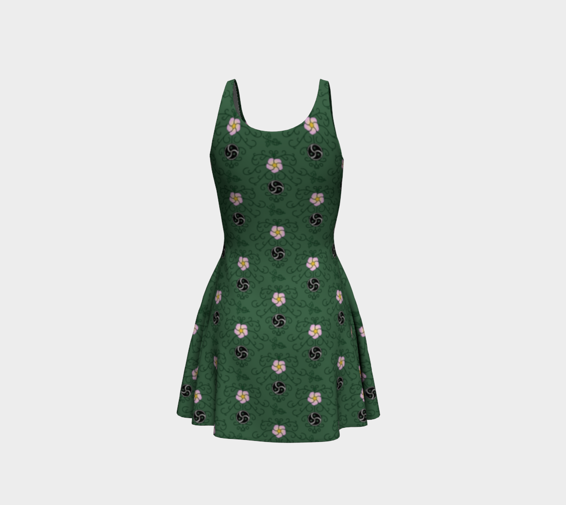 Vestido de vuelo verde BDSM de rosa salvaje y vid