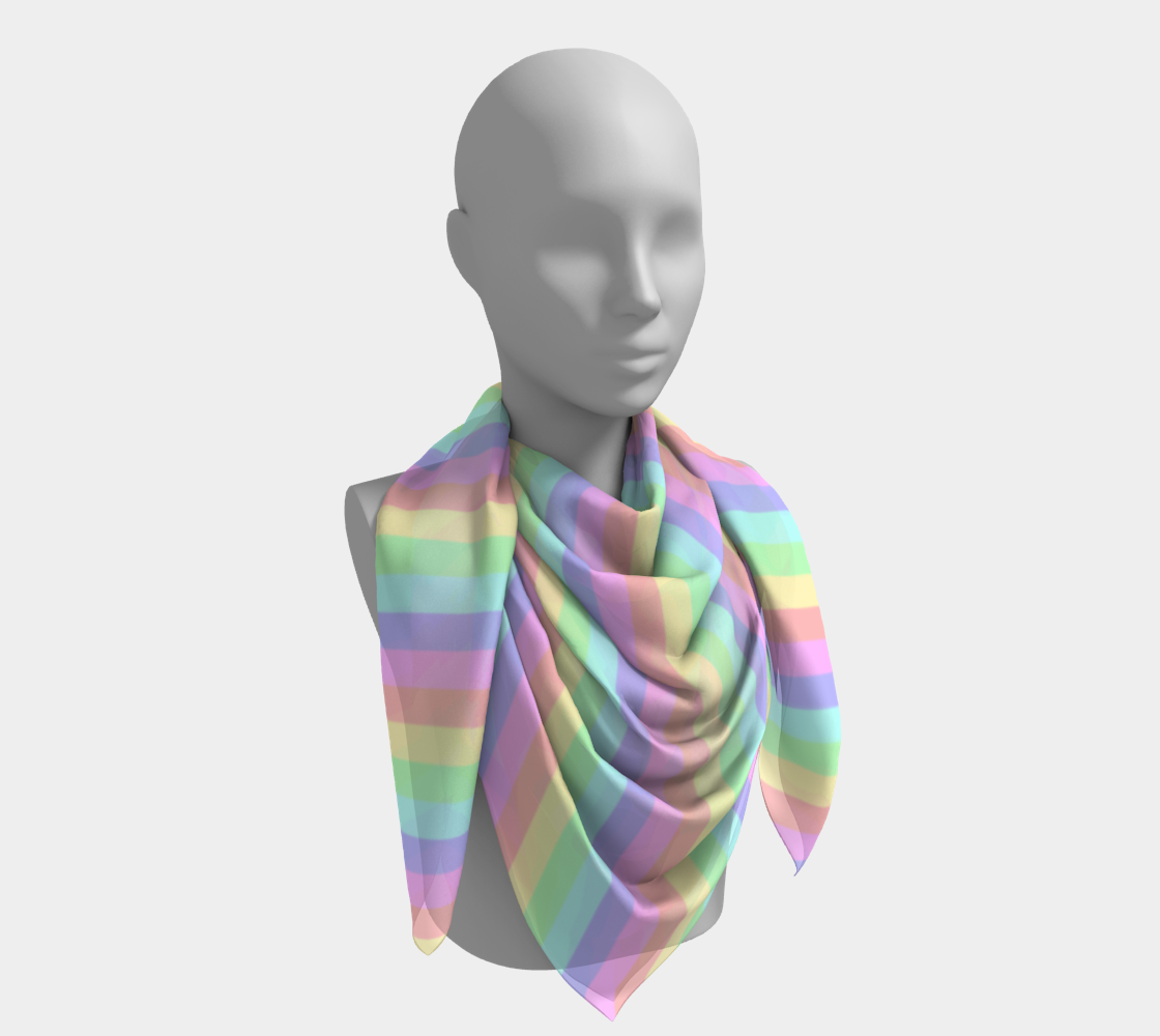 Pastel Rainbow Striped Square Scarf