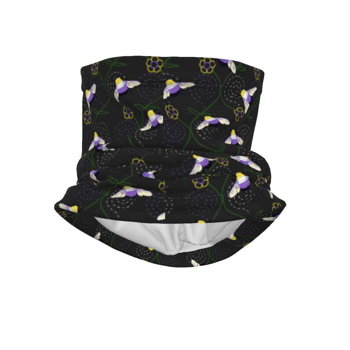 Funda para el cuello de tejido polar con estampado integral de enrejado de abejorro y vid