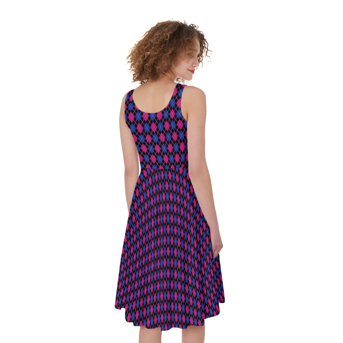 Robe trapèze sans manches à carreaux ou à losanges | Choisissez votre coloris