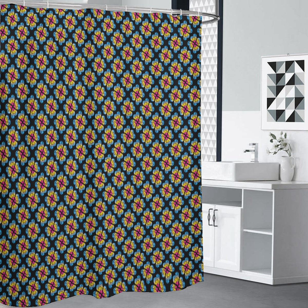 Heart Flower Patterned Shower Curtains 150(gsm)| Choose Your Colourway