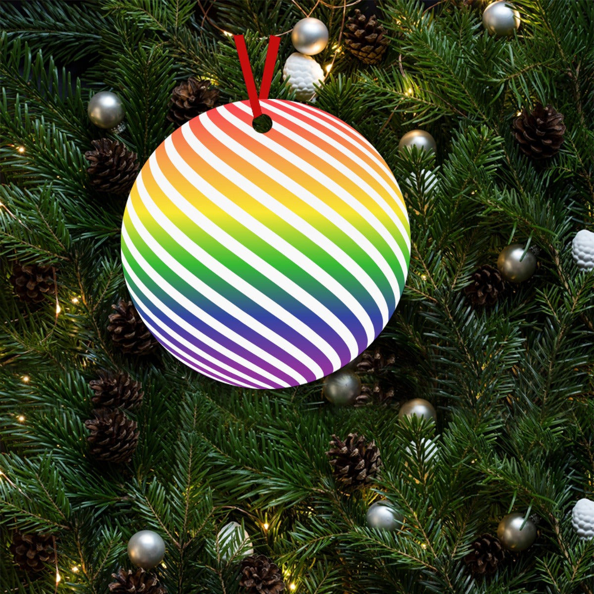 Round Shaped Christmas Tree Aluminum Pendant