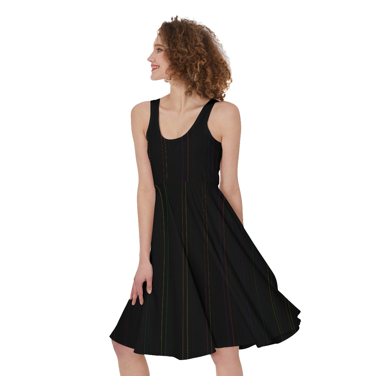 Robe trapèze sans manches à fines rayures | Choisissez votre coloris