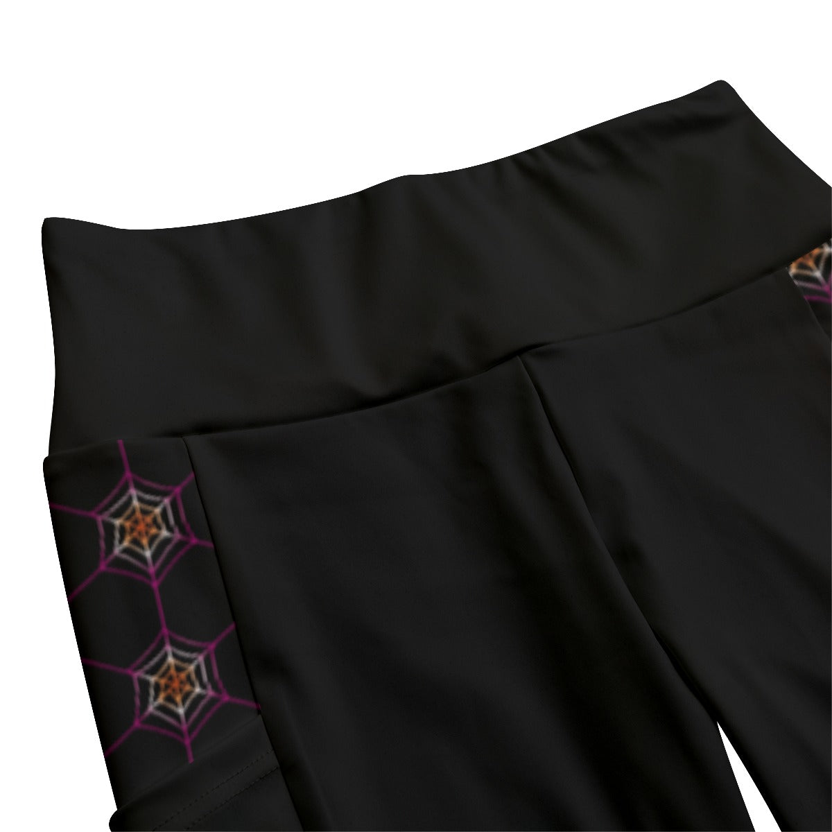 High Waist Leggings with Geometric Spiderweb Pattern Accent and Side Pockets | Choose Your Colourway
