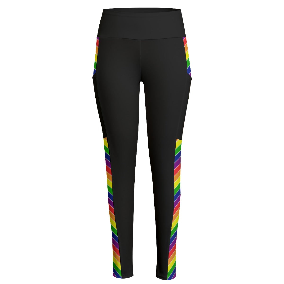 Leggings taille haute avec accent rayé Pride et poches latérales | Choisissez votre coloris