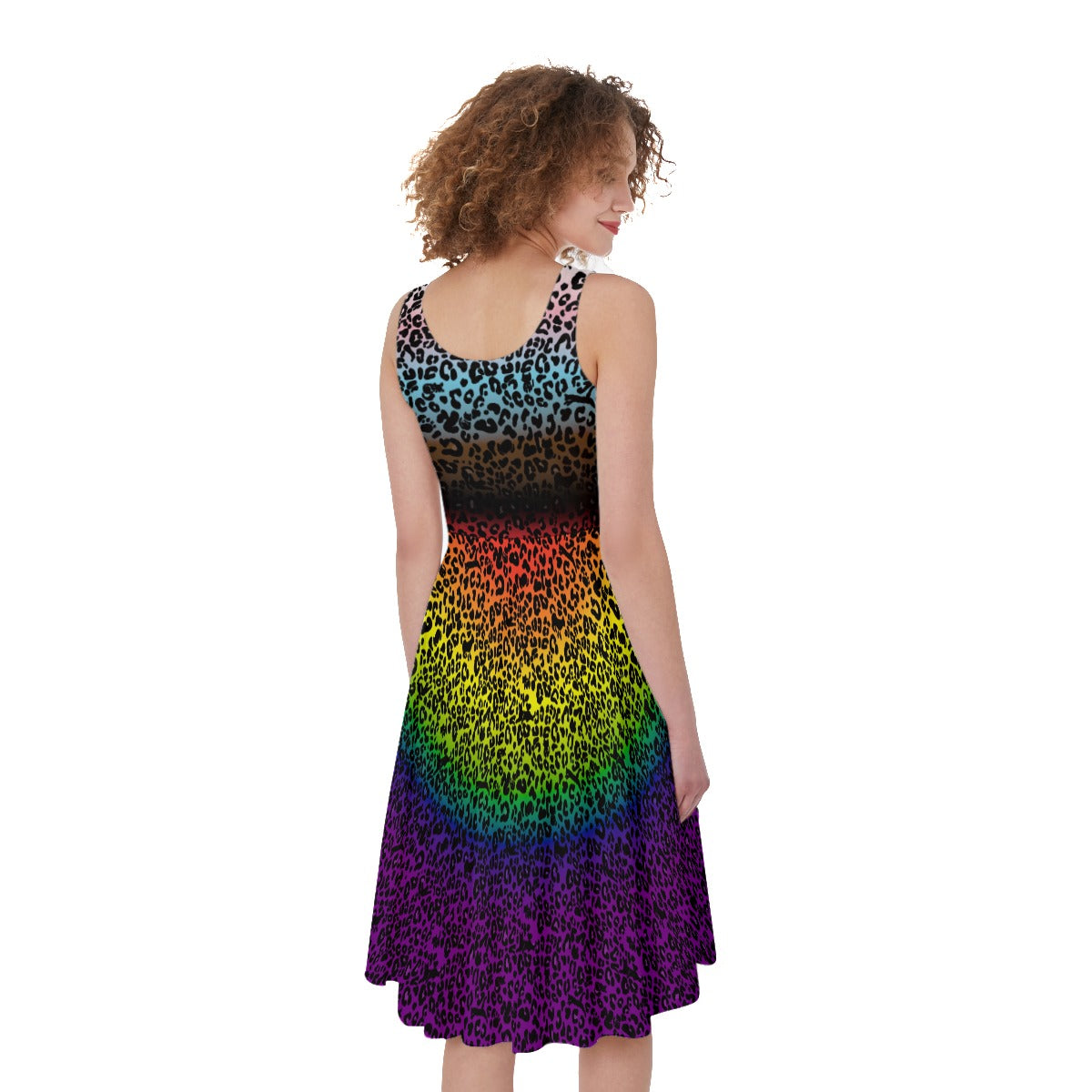 Robe trapèze sans manches à imprimé léopard | Choisissez votre coloris