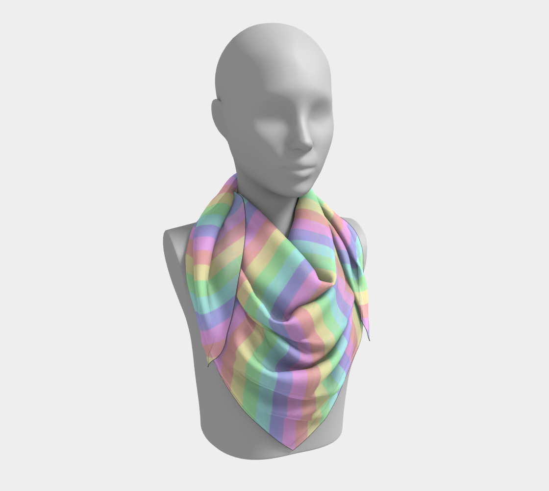 Pastel Rainbow Striped Square Scarf