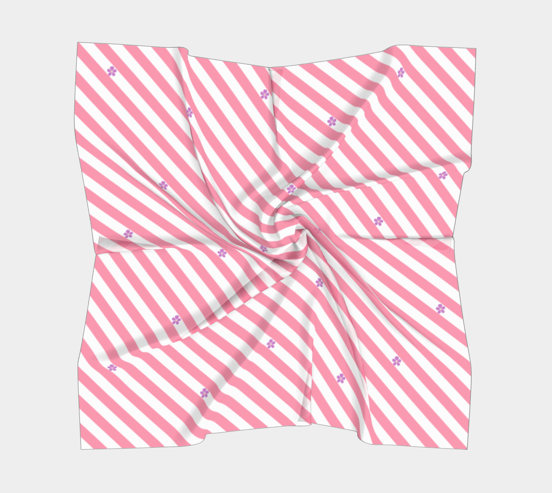 Sapphic Floral Striped Square Scarf