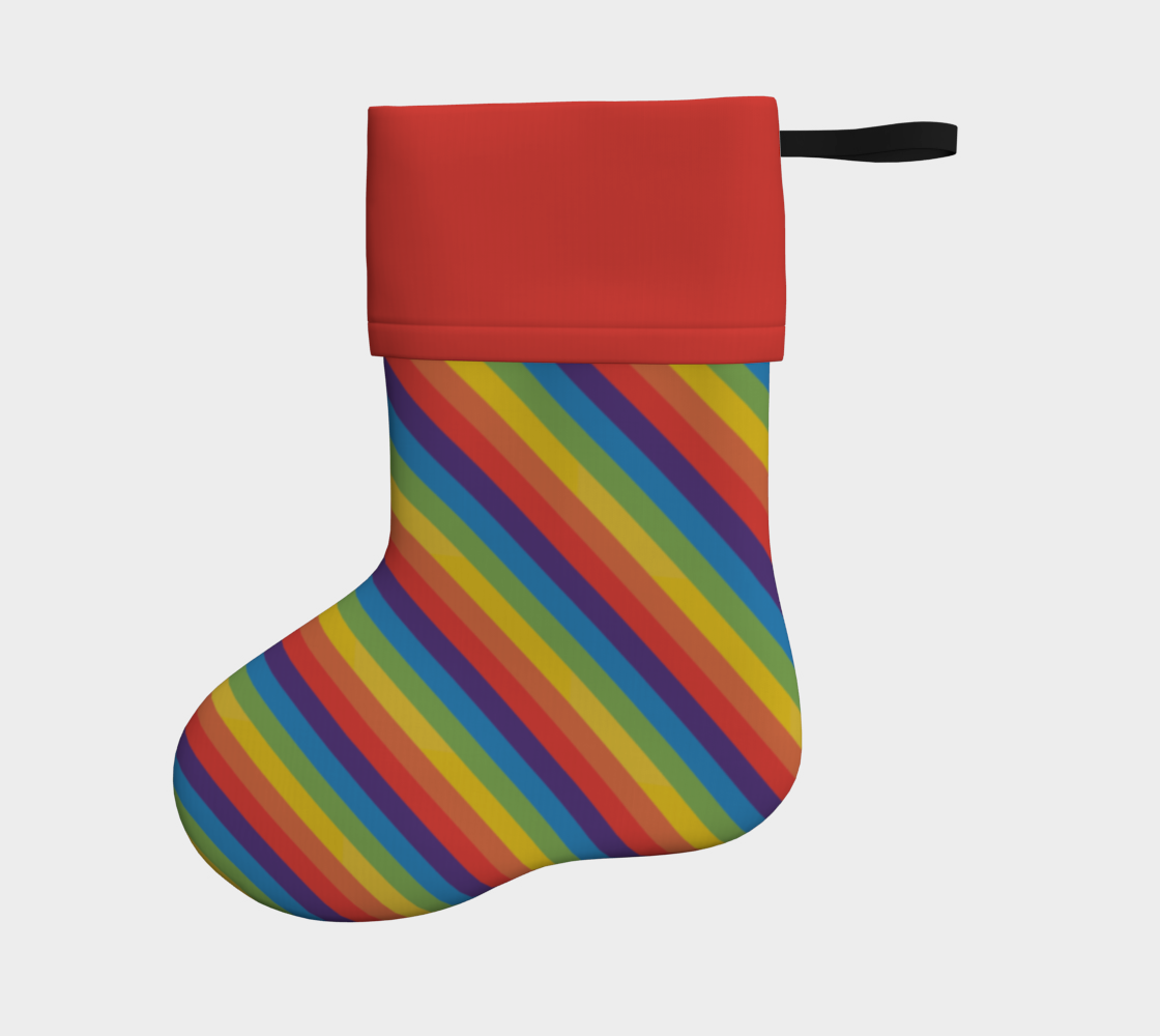 Muted Rainbow Striped Holiday Stocking