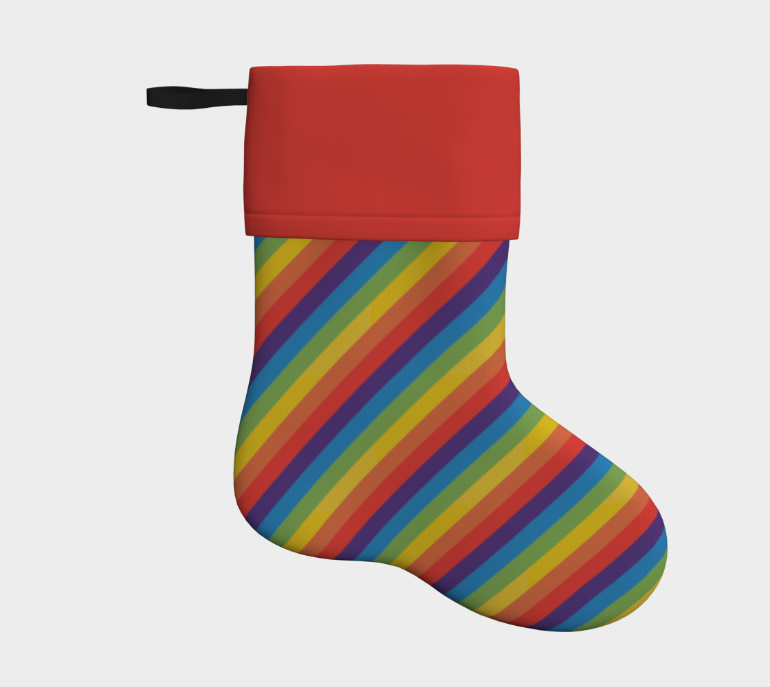 Muted Rainbow Striped Holiday Stocking