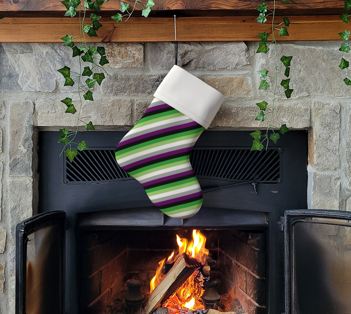 Aroace - V6 Striped Holiday Stocking Holiday Stocking ninjaferretart